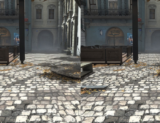 3D graphics with (left) and without (right) anisotropic filtering. Photo: gamespot.com