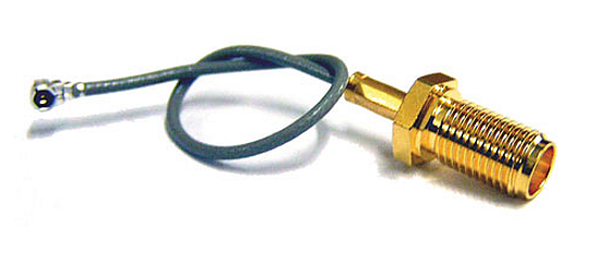 Adapter from U.FL to SMA connector, photo: mc-Technologies