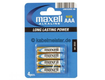 Alkali-Mangan-Batterien in der Größe AAA, Foto: Maxell