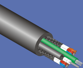 Structure of a hybrid cable, graphic: Huber + Suhner