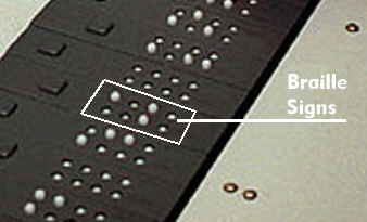 Braille characters consisting of eight movable pins