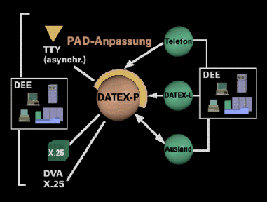 Datex-P network with connection options