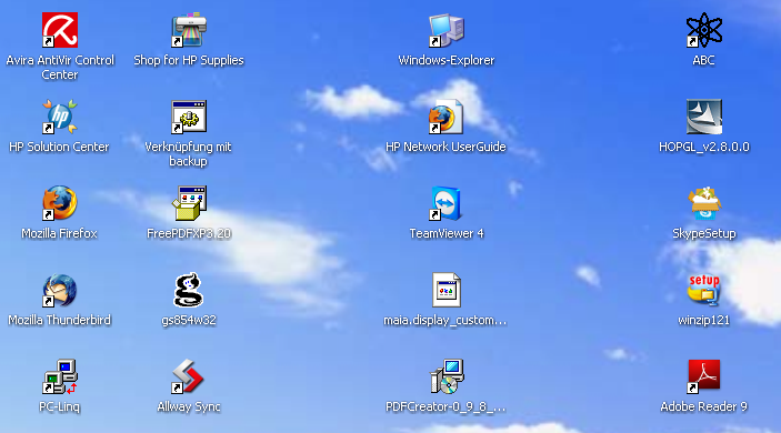 Desktop mit Anwendungsprogrammen (Ausschnitt)