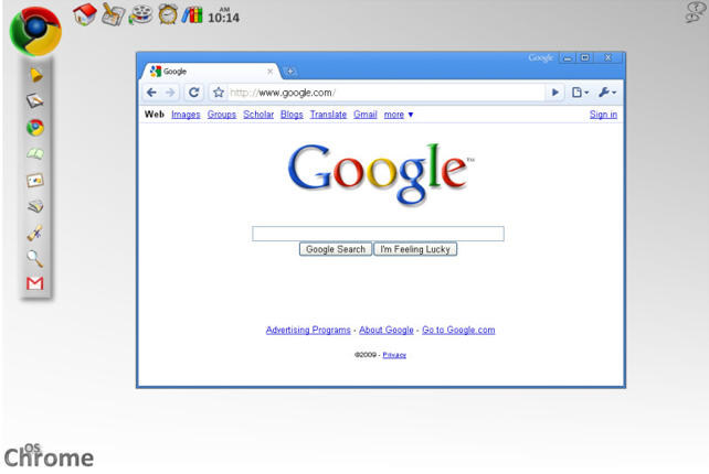 Desktop of Chrome OS, screenshot: Google