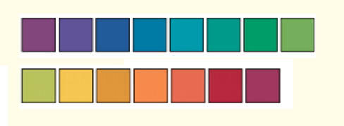 The test colors of the Color Quality Scale (CQS)