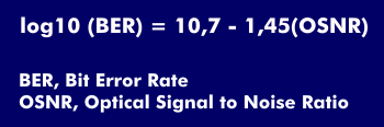 Empirical relationship between bit error rate (BER) and OSNR for a single mode fiber