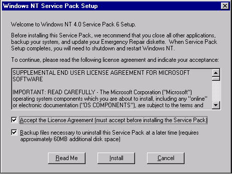 End-user License Agreement (EULA) für Windows NT