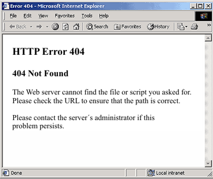 Fehlerseite mit HTTP-Status-Code 404