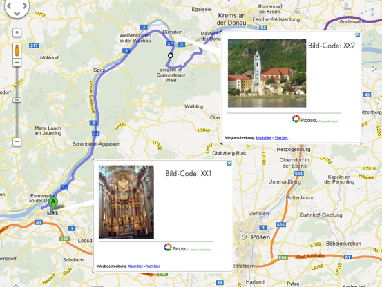Geotagging with superimposed photos in maps, screenshot: Google Maps