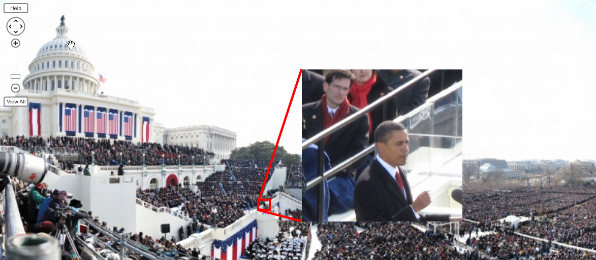 Gigapixel display of President Obama's swearing-in ceremony, image: gigapansystems.com.