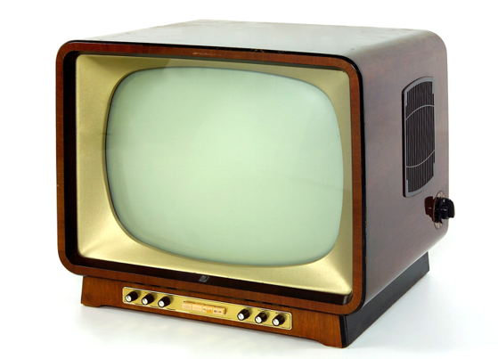 Historical television in brown veneer case (brown goods), photo: schlossmuseum.at