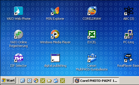 Icons on the Windows interface
