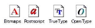 Icons for Bitmaps, Postscript, TrueType and OpenType on the Mac
