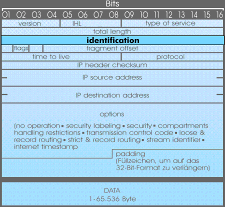 Identifier field in the IP header