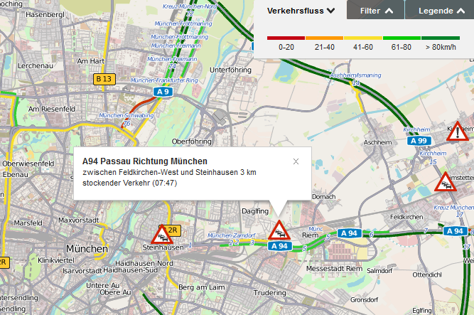 Interactive traffic map from Bayern1
