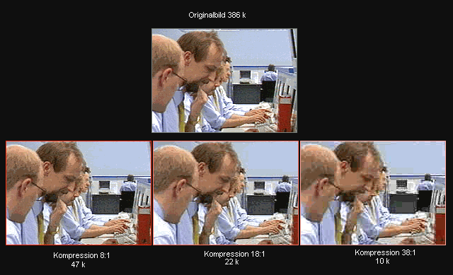 JPEG-Komprimierung mit verschiedenen Komprimierungsfaktoren
