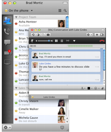 Jabber client, screenshot: Cisco
