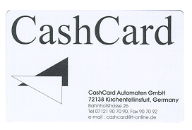 Contactless chip card, photo: CashCard Automaten GmbH