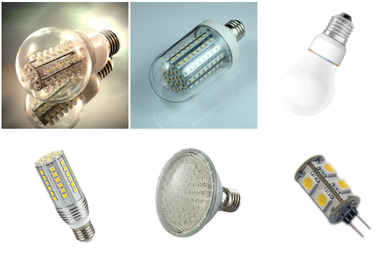 LED lamps in bulb form and as spotlights with E27 and G4 bases, photos: ledlager.de