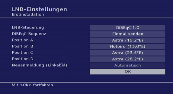 LNB-Einstellungen, Screenshot: hdtv-pro.de