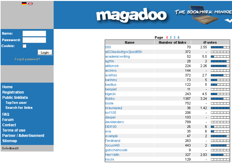 Link collection website Magadoo