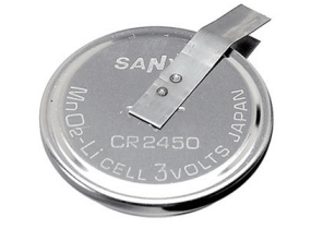 Lithium-Knopfzelle von CR 2450 von Sanyo, 24,5 x 5 mm