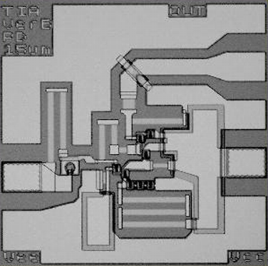 OEIC, bestehend aus einer Fotodiode und einem Impedanzwandler, Foto: The High Speed Electronics Group