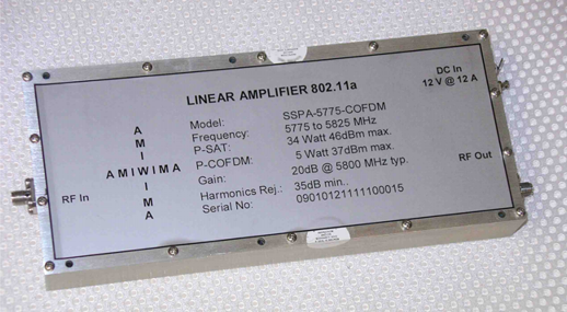 Solid State Power Amplifier (SSPA) for 5.8 GHz, Photo: alibaba.com