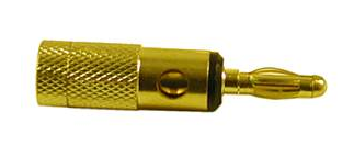 Gold-plated banana plug for loudspeaker connection, Photo: Lautsprechershop