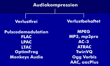 Verlustfreie und verlustbehaftete Audiokompressionen