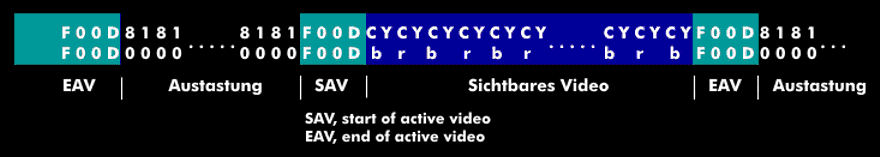 Videozeile eines BT.601-Signals nach BT.656