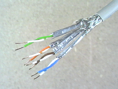 Four-pair S/STP cable with foil shielding
