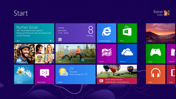 Windows 8 with tiles on the start page